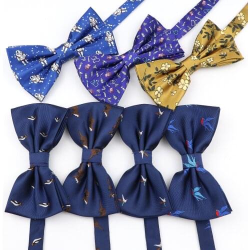 Men‘s Fashion Bow Tie Animal Astronaut Flower Polyester Bowtie High Quality Bule Adjustable Butterfly Bowknot Festival Gift
