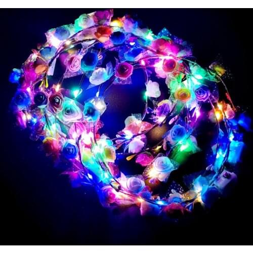 Tourism stall night market led colorful flash ten lights ten flowers glow foam garland flash paper garland headdress small gifts