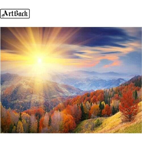 Hot 5d diamond painting sunshine landscape tree pattern full square / round drill diamond embroidery handicraft home decoration