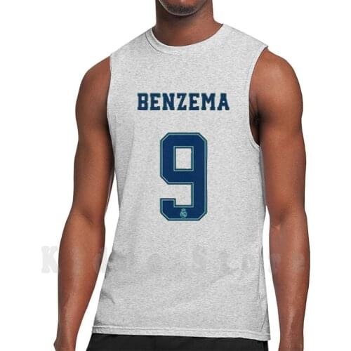 Karim Benzema 9 Tank Tops Vest 100% Cotton Karim Benzema France Lyon Espana Spain Liga Football League Zidane Marcelo