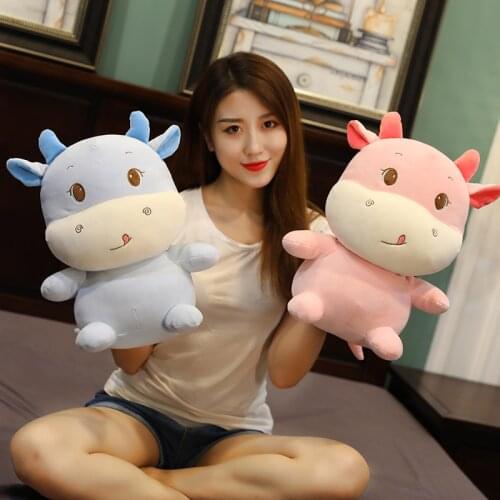 35cm/55cm Lovely toys Small cute cow doll pillow Pet Doll Plush Korean Drama Stuffed Child Toys Birthday Christmas Gift Pillow