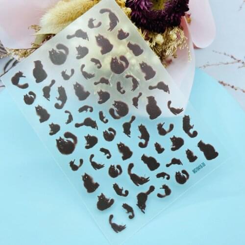 Japanese Style Fashion New Technology Thin Transparent Plain Nail Stickers Carton Rabbits& Black Cats Dry Nail Decals Manicure