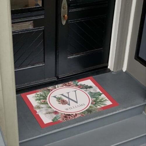 Custom Family Name Home Garden Candy Cane Snowman Decorative Floor Mat Holiday Welcome Christmas Snowflake Doormat