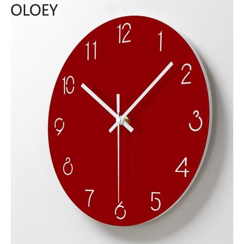 Wall Clock Modern Design Acrylic Simple Decorative Red Color Wall Watches Living Room Farmhouse Decor Clocks Wall Watch Brief