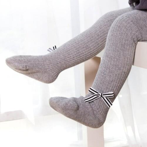 2017 New Baby Tights cotton Knitted stocking Spring Autumn Girls Pantyhose Cute Bowknot Girls Gift Big ass Pantyhose Free Shippi