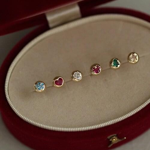 GOLDtutu 2020 new Pure 9K GOLD EARRINGS Christmas series color zircon bean Earrings snowflake deer Star Earrings