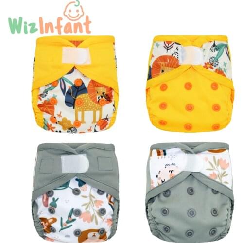 New! (4pcs/lot) WizInfant Eco-friendly Newborn Diaper Cover Baby Washable Cloth Diapers For Children