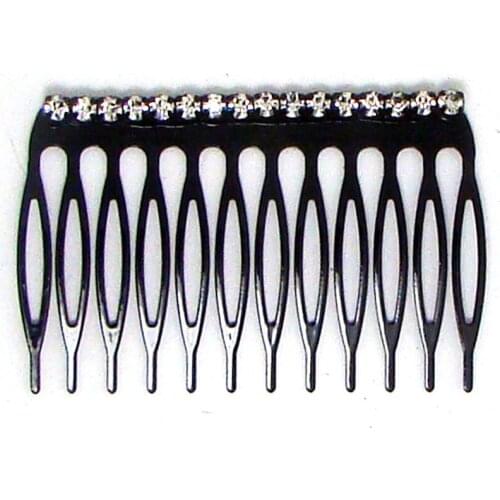 New black coated curved clear rhinestone hair comb ornament jewelry accessories fashion headwear holder hair salon headpiece 6pc
