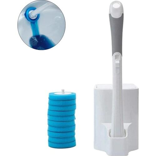 Disposable Toiletwand Cleaning Brush10Pcs Replaceable Disposable Sponge Brush Head Wall-Amount Bathroom Toilet Cleaner Tool