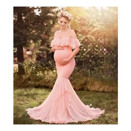 Mermaid Maternity Dresses For Photo Shoot Pregnant Women Pregnancy Dress Photography Props Sexy Off Shoulder Maxi Maternity Gown