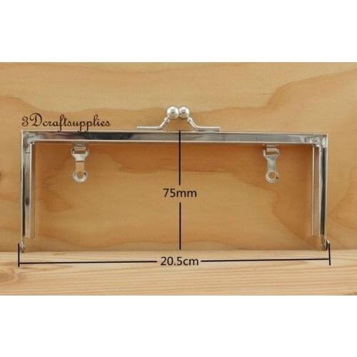 Bag purse frame metal frame sewing frame clasp 8 inch x 3 inch silver Z102
