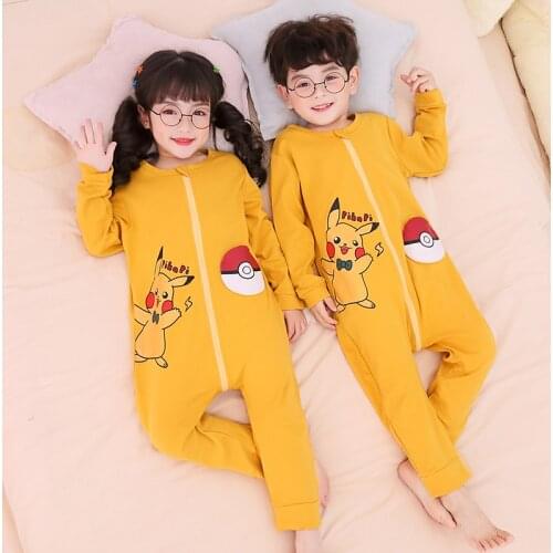 Pokemen Blanket Sleepers Spring Autumn New Children Pajamas Cartoon Sleeping Bag For Boys Home Wear Kids Clothing Pure Cotton