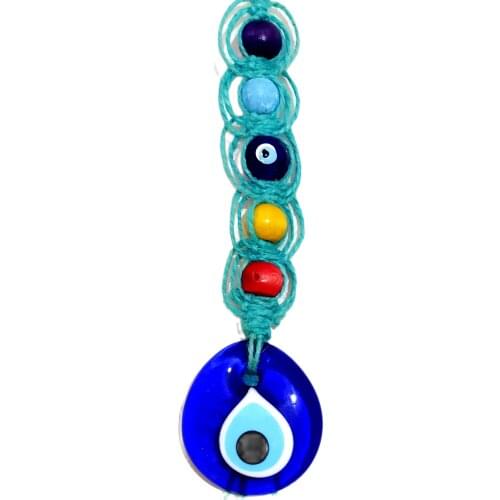 Handmade Bead Water Green Car Ornament with Evil Eye Bead