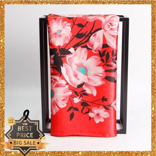 2020 New Print Women Scarf 90cm Square Pashmina Twill Silk Feeling Ladies Kerchief Luxury Scarves Hijab Fashion Shawls and Wraps