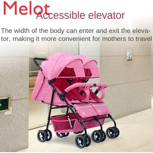 Twin Trolley Foldable Elevator Can Sit and Lie Double Baby Stroller