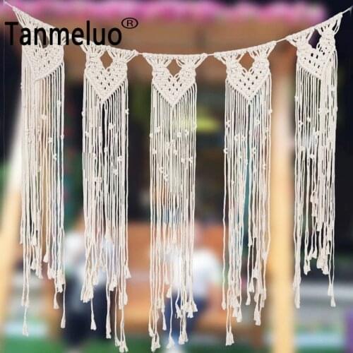Event Banquet Backdrop Wall Hanging Party DIY Supplies Wedding Backdrop Decoration Boho Cotton Rope Photo Booth Curtain