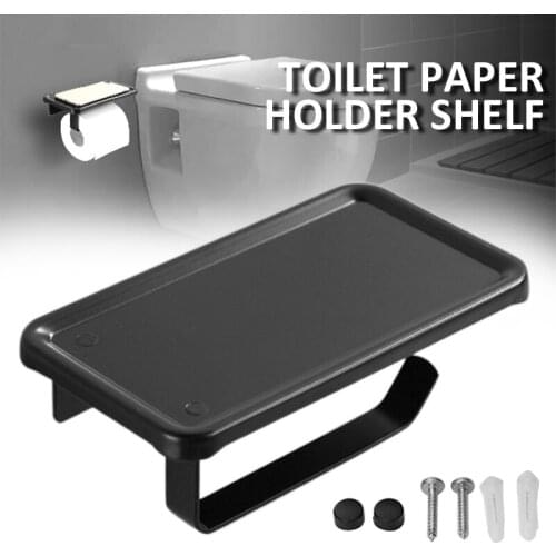 Toilet Paper Holder with Mobile Phone Storage Shelf Wall Mounted Rack Bathroom Toilet Roll Dispenser With Phone Storage Shelf