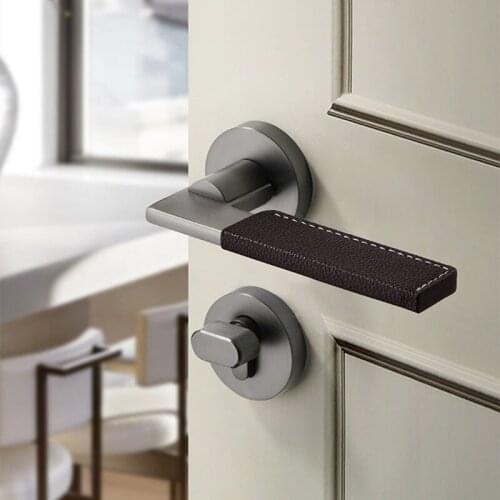 Interior Zinc Alloy Safety Anti-theft Door Locks Household Silent Lock Leather Door Handle Lock Furniture Hardware Accessories