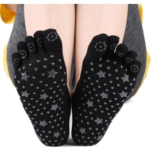 Yoga Socks for Women Silicone Star dots Non-Slip Grips for Pilates Pure Ballet Dance Slippers Five fingers Workout Socks