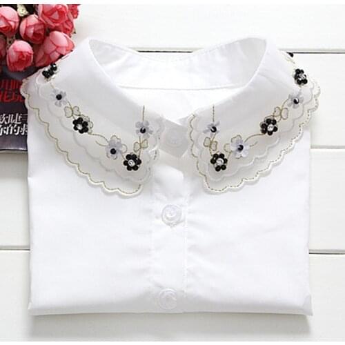 Vintage Detachable Collar False Removable Collar Women Pure Color Lace Detachable Lapel Choker Necklace Shirt Fake bottoming