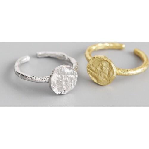 SHANICE Korean S925 sterling silver open ring INS geometric irregular bump surface tin foil paper pattern design ring female