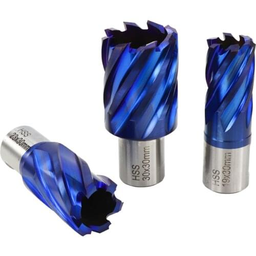 1pc 12-42mm HSS Hole Opener Core Drill Weldon Shank Nano Blue Coated Annular Cutter Hollow Drill Bit Metal Drilling Bit