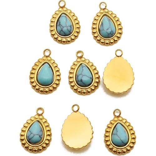 3pcs/lot 100% Stainless Steel Gold Leaf Dropwater Pendant DIY Jewelry Charm Wholesale Never Fade OEM Design Factory Price