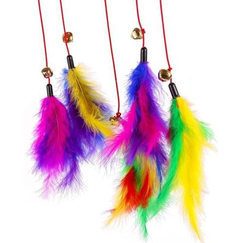 3PC Pet Cat Interactive Toy Cute Design Bell And Bird Feather Teaser Wand Plastic Toy For Cats