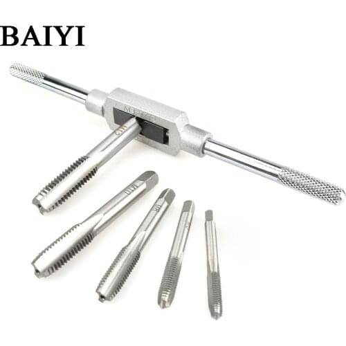 5PCS/Set HSS M6 M7 M8 M9 M10 Machine Straight Fluted Screw Thread Metric Plug Hand Tap Drill Set Hand Tools