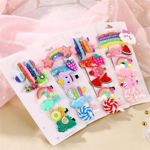 6Pcs/Set New Girls Cute Rainbow Star Flower Hairpins Set Children Sweet Hair Clips Barrette Hair Ornament Fashion Hair Gift