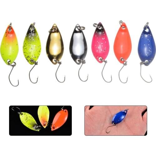 7Pcs 3cm/5g Spoon Fishing Lure Spinner Bait Colorful Sequins Hooks Metal Fishing Lure Fishing Tackle Swimbait Hard Baits