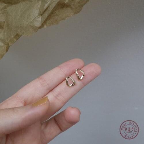 925 Sterling Silver Plating 14k Gold Fashion Geometric Square Stud Earrings Women Light Luxury Temperament Jewelry