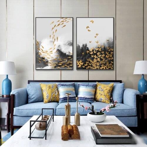 Abstract Animal Bird Butterfly Fish Snow Mountain Ocean Forest Canvas Nordic Painting Wall Picture Poster Living Room Decoration