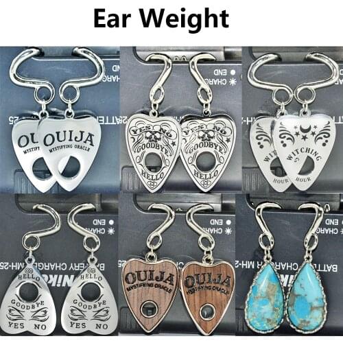 BOG-PAIR Vintage Mother of pearl Turquoises Dew Drop Ouija Dangle Ear Weight Ear Expander Ear Stretcher Body Piercing Jewerly