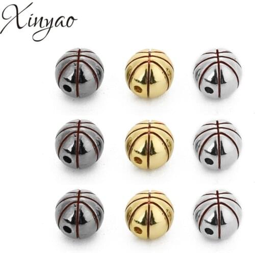 XINYAO 2pcs/lot Fashion Copper Sports Basketball Beads 10mm Fit Diy Hip Hop Sport Beads Bracelet Bangle Jewelry Accessories Gift