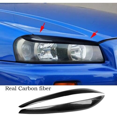 Carbon Fiber Headlight eyebrow Cover For Nissan Skyline GTR GT-T R34 1999-2002