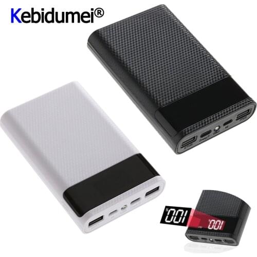 Dual USB Type C Power Bank Case DIY 4x18650 Mobile Phone 15000mAh Battery Storage Box Without Battery With Smart LED Display