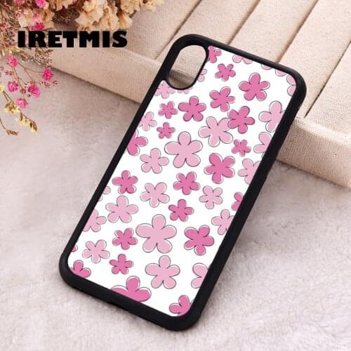 Iretmis 5 5S SE 2020 Phone Cover Case for iPhone 6 6S 7 8 Plus X Xs XR 11 12 Mini Pro Max Silicone TPU Pink Flower Blossom