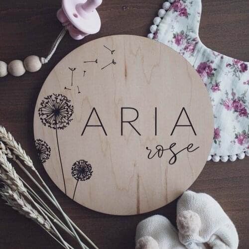 Engraved wooden Baby name sign, Personalized Botanical Birth Announcement plaque, Photoshoot props, Newborn gift, Nursery decor
