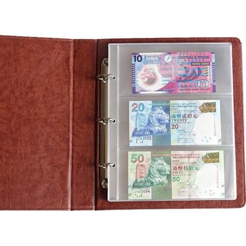 1 Album Pages 3 Pockets Money Bill Note Currency Holder PVC Collection 180x80mm
