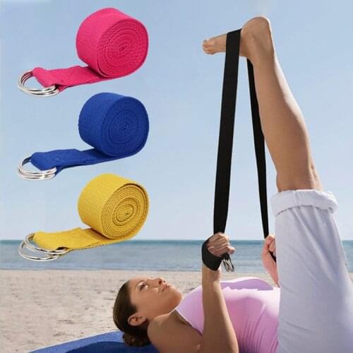 Yoga Stretch Strap Adjustable Fitness Exercise Gym Bands Waist Leg Resistance Yoga Belt D-Ring Rope Weight Loss Shaping Tool