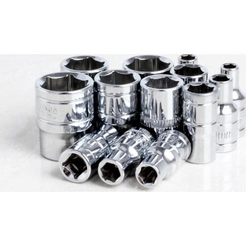 13 Pcs 1/4" 4-14mm CR-V Metric Universal Socket Wrench Head Hand Tools Inner Hexagon Spanner Allen Head Auto Repair Tool