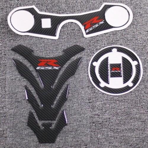 Motorcycle Carbon Fuel Tank Cap Sticker Tank Pad Fork Triple Tree Upper Clamp Decal For SUZUKI GSXR1000 GSX-R1000 K5 2005 2006