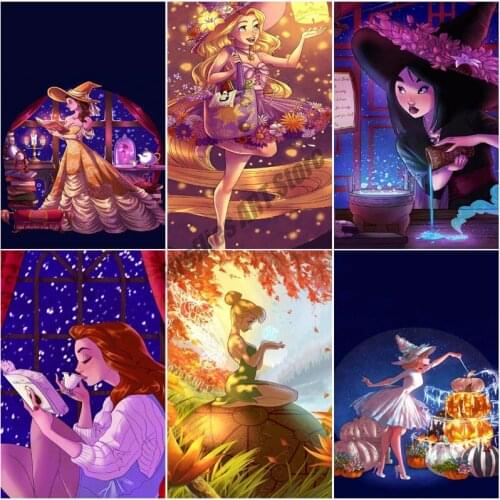 Cartoon Little Witch 5D DIY Diamond Painting Disney Full Square/Round Diamond Mosaic Home Decoration Gift Cross Stitch Kits
