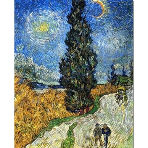 Vincent Van Gogh paintings of Cypress against a Starry Sky impressionism art High quality Hand painted