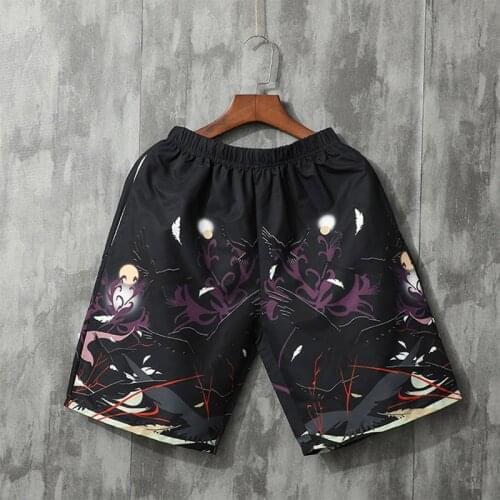 Japan Style Crane Print Kimono Shorts Harajuku Men Summer Asian Streetwear Kimono Trousers Traditional Japanese Clothes FF3202
