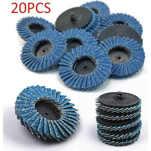 20pcs 2" Inch 60 Grit Flap Sanding Discs Wheel Type R Roloc Threaded Twist Lock Grit Grinding Wheel Blade Angle Grinder Tools