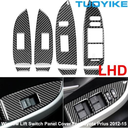 LHD RHD Real Carbon Fiber Console Dashboard Central Gear Shift Panel Trim Cover Navigation FrameSticker For Toyota Prius 2012-15