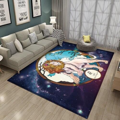 12 Constellation Leo Round Floor Mat Flannel Anti-slip Carpet Durable Carpet Floor Mat Living Bedroom Home Rug Decoration Room