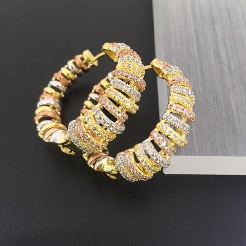 Lanyika Fashion Jewelry Twist Pinellas Micro inlay Party Earrings Anniversary Banquet Daily Best Gift